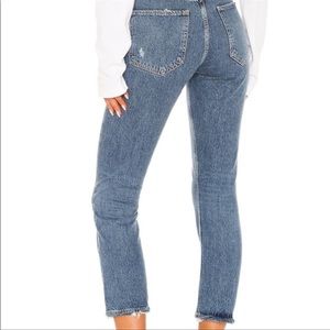 Agolde Riley high rise crop Jeans worn twice washed once never dried in dryer.